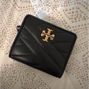 Tory Burch Black Quilted Wallet with Gold Logo